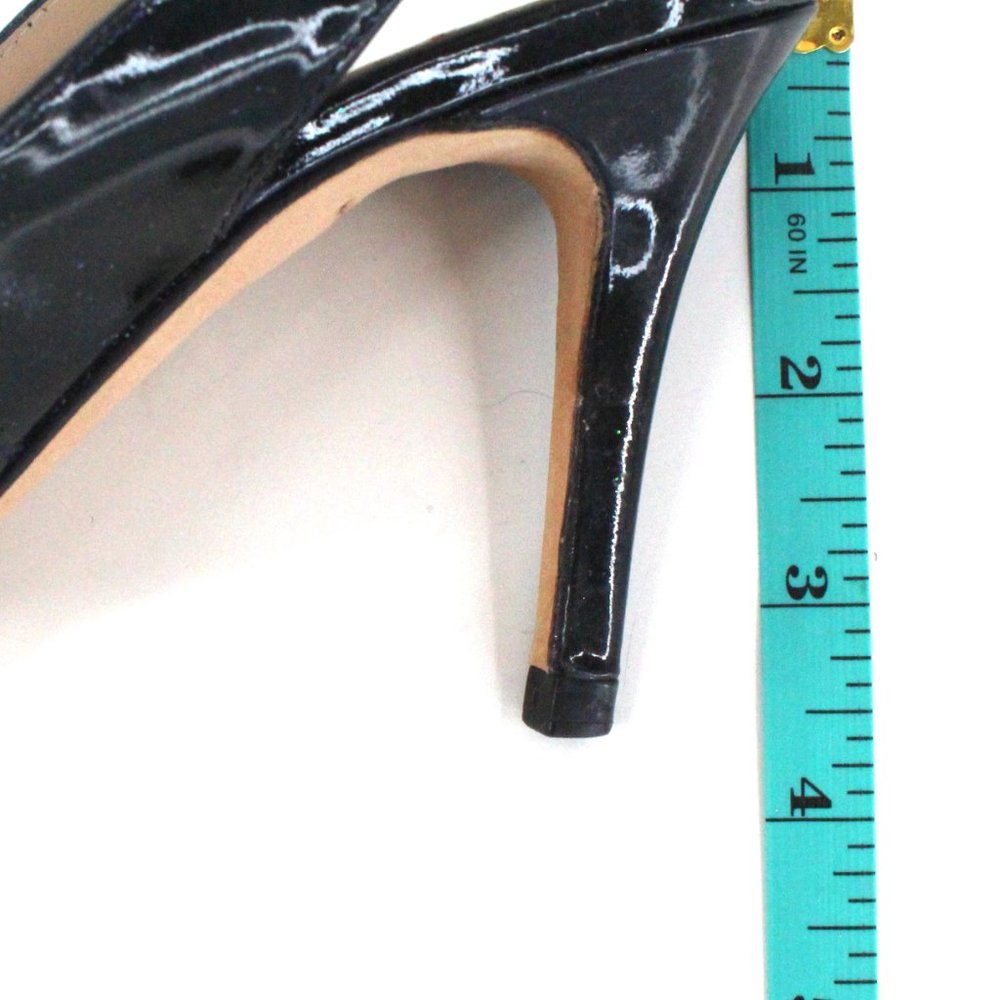 L.K. Bennett Black Patent Leather Peep Toe Slingback Bow Heel SZ 36 - Picture 15 of 16